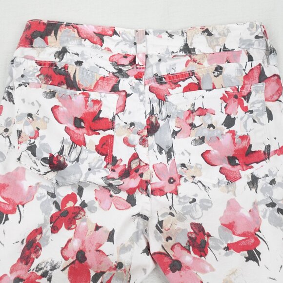 NYDJ Pink Floral Ankle Jeans Women's 6 Lift Tuck Stretch Denim - Picture 10 of 14